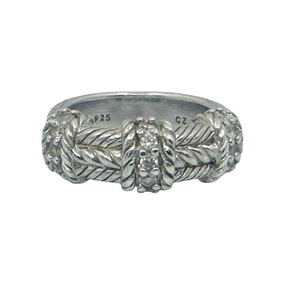 Judith Ripka 925 Sterling Silver Cubic Zirconia Ring Band - Size 6 - Picture 1 of 10